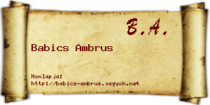 Babics Ambrus névjegykártya