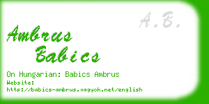 ambrus babics business card